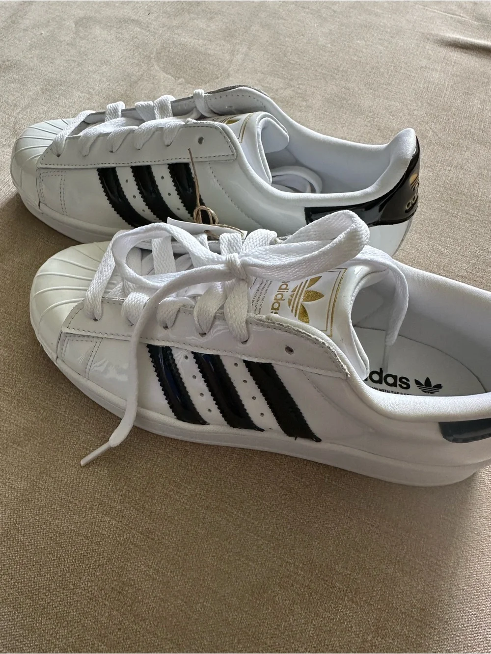 Adidas Superstar II Women’s Sneakers in White with Black and Gold